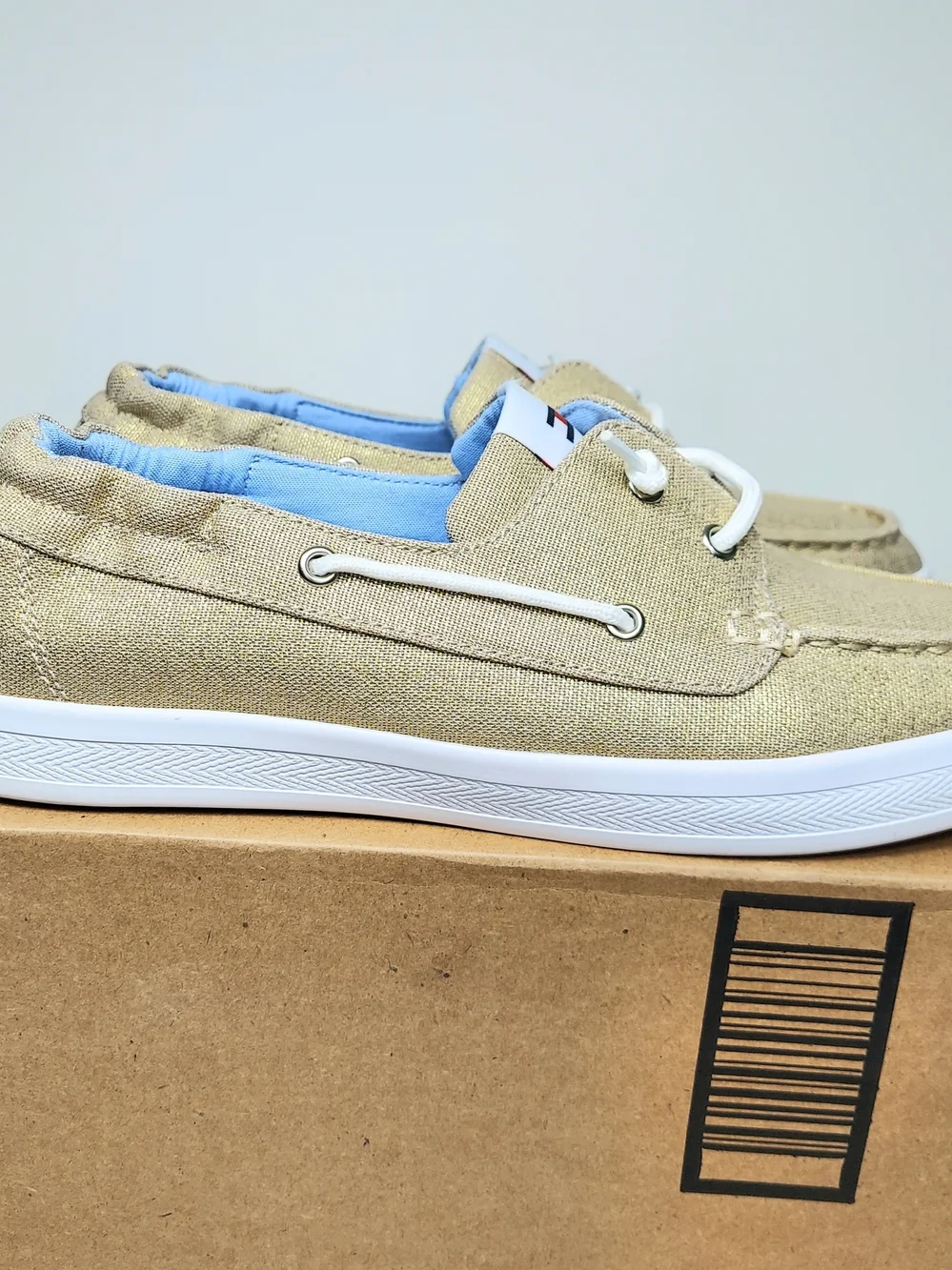 Tommy Hilfiger Metallic Gold Slip On Boat Shoes Loafers Womens Size 9.5 Nautical